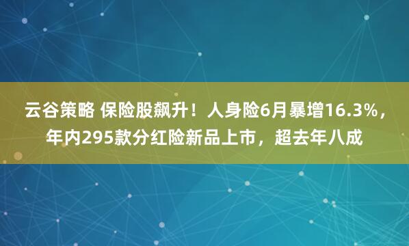 云谷策略 保险股飙升！人身险6月暴增16.3%，年内295款分红险新品上市，超去年八成
