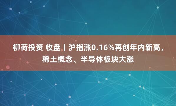 柳荷投资 收盘丨沪指涨0.16%再创年内新高，稀土概念、半导体板块大涨